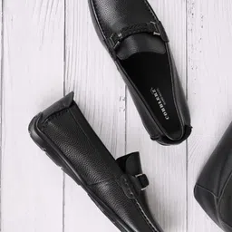 Cobblerz Men Solid Leather Slip On Formal Loafers Shoes-image-77