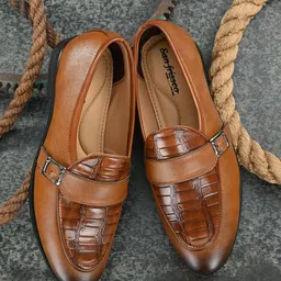 San Frissco Men Tan Brown Solid Synthetic Leather Formal Loafers-image-31