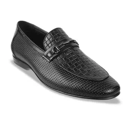 DAVINCHI Men Textured Round Toe Leather Formal Loafers-image-10
