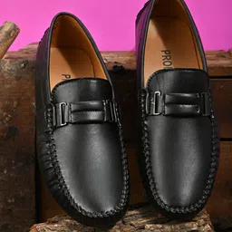 Prolific Men Black-Coloured Textured Formal Loafers-picture-25
