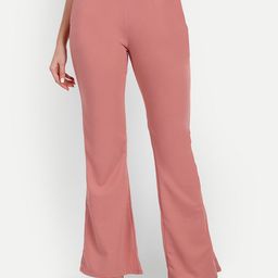 BROADSTAR Women Relaxed Flared High-Rise Bootcut Trousers-image-98
