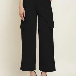 BAESD Women Non Iron Relaxed High-Rise Organic Cotton Cargos-image-36