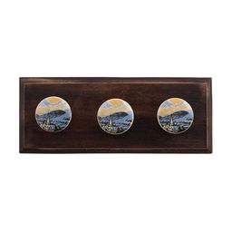 Indianshelf Brown & Blue The Starry Night Printed Wooden Wall Hook Key Holder-18