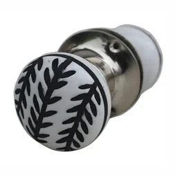 Indianshelf White & Black Leaf Printed Door Handle-image-20