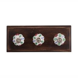 Indianshelf Red & White Floral Printed Melon Rectangle Shape Wooden Wall Hook-picture-7