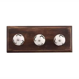 Indianshelf Black & White Rein Deer Printed Wooden Wall Hooks Key Holder-image-22