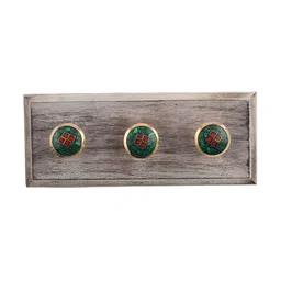 Indianshelf Green & Beige Printed Melon Rectangle Shape Wooden Wall Hook-image-84