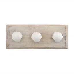Indianshelf Beige & White Shell Rectangle Shape Wooden Wall Hook-picture-9