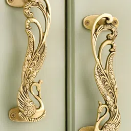 Indianshelf 2-Pcs Beige Peacock Shaped Door Handles-image-29
