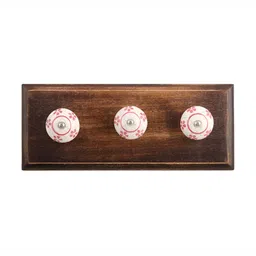 Indianshelf Pink 3 Hooks Floral Crackle Wall Key Holder-image-56