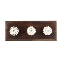 Indianshelf Brown & White Etched Floral Wall Hooks-24