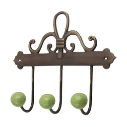Indianshelf Brown & Green Printed Ceramic Wall Hooks Key Holder-image-88