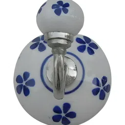 Indianshelf Blue Floral Ceramic Wall Hook-image-53