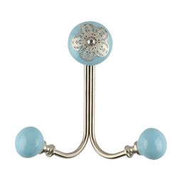 Indianshelf Turquoise Blue Strewn Ceramic Wall Hooks Key Holder-56