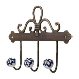 Indianshelf Blue Floral Wall Hooks Key Holder-image-41