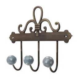 Indianshelf Grey & Brown Textured Ceramic Wall 3 Hooks Key Holder-image-56