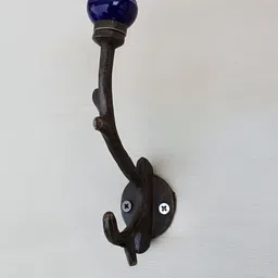 Indianshelf Blue Ceramic Printed Wall Hooks Key Holder-image-99