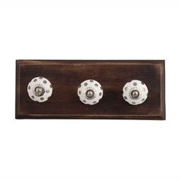 Indianshelf Brown & White Dot Printed Melon Rectangle Shape Wooden Wall Hook-18