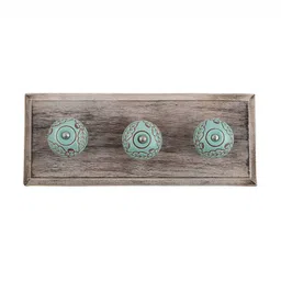 Indianshelf Beige & Green Wooden Wall 3 Hooks Key Holder-image-33