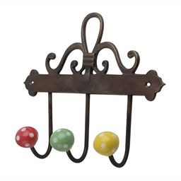 Indianshelf Brown & Yellow Polka-Dot Printed Ceramic Wall Hooks Key Holder-image-86