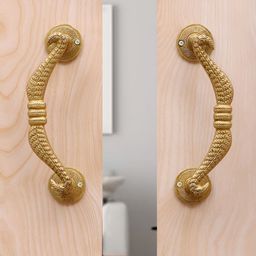 Two Moustaches 2-pcs Bow Design Brass Door Handle Pair-20