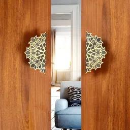 Two Moustaches Gold Toned & Grey 2 Pieces Textured Brass Door Handles-picture-0