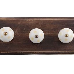 Indianshelf White & Yellow Dot Design Wooden Wall Hook-20