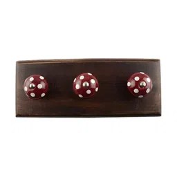 Indianshelf Red & White Polka Dotted Wooden Key Holder-image-5