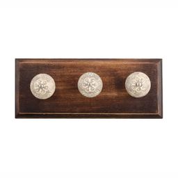 Indianshelf Brown & White Floral Crackle Wall Hooks Holder-16