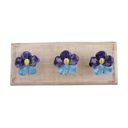 Indianshelf Turquoise Blue & Beige Flower Wall Hooks Holder-image-86