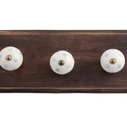 Indianshelf White & Brown Dotted Printed Wooden Wall Key Holder-image-65