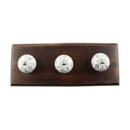 Indianshelf White Floral Design Wooden Wall Hook-16