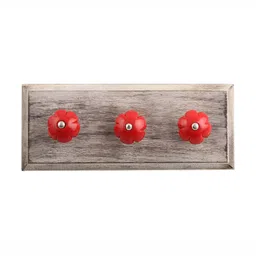 Indianshelf Red & Beige Melon Printed Wall Hooks Key Holder-48
