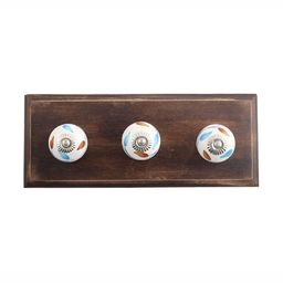 Indianshelf White & Brown Floral Printed Wall Key Holder-35