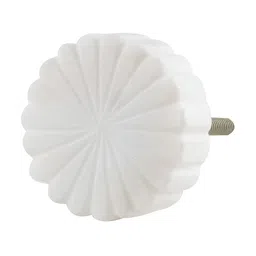 Indianshelf White 6 Pieces Stone Floral Pattern Cabinet Knob-42