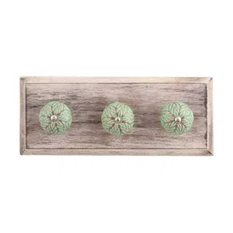 Indianshelf Green & Brown Etched Wooden Wall Hook-image-73