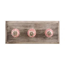 Indianshelf Red & White Leaf Printed Melon Rectangle Shape Wooden Key Holder-image-95