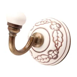 Indianshelf White & Brown Leaf Etched Printed Wall Hook Key Holder-picture-18