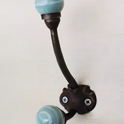 Indianshelf Green Ceramic Rack Wall Hooks Key Holder-picture-45