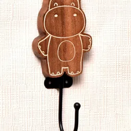 Indianshelf Brown Wooden Hippo Wall Hooks Key Holder-image-55