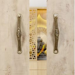 Two Moustaches Brown 2 Pieces Tribal Face Brass Door Handles-12