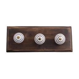 Indianshelf Brown & White Striped Melon Rectangle Shape Wooden Wall Hook-13