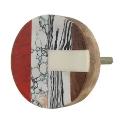 Indianshelf White & Red 6 Pieces Printed Wood Cabinet Knob-10