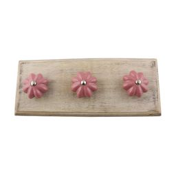 Indianshelf Beige & Lavender Crackle Printed Melon Rectangle Shape Wooden Wall Key Holder-image-16