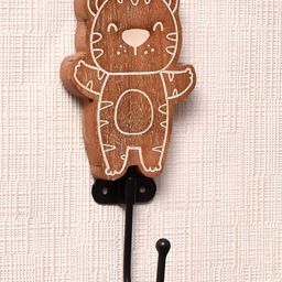 Indianshelf Brown Tiger Shape Wooden Wall Hook-picture-56