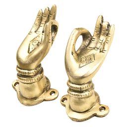 Indianshelf Beige 2 Pieces Buddha Hand Door Handles-16