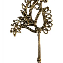 Aakrati Beige Leaf-Shape Brass Antique Wall Hook-41