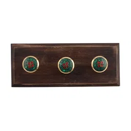 Indianshelf Green & Brown Printed Round Wall Hooks Holder-image-83