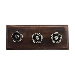 Indianshelf Black & White Etched Daffodil Wooden Wall Hooks-20