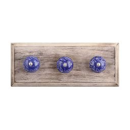 Indianshelf Blue Wooden Floral Wall Hooks Key Holder-21